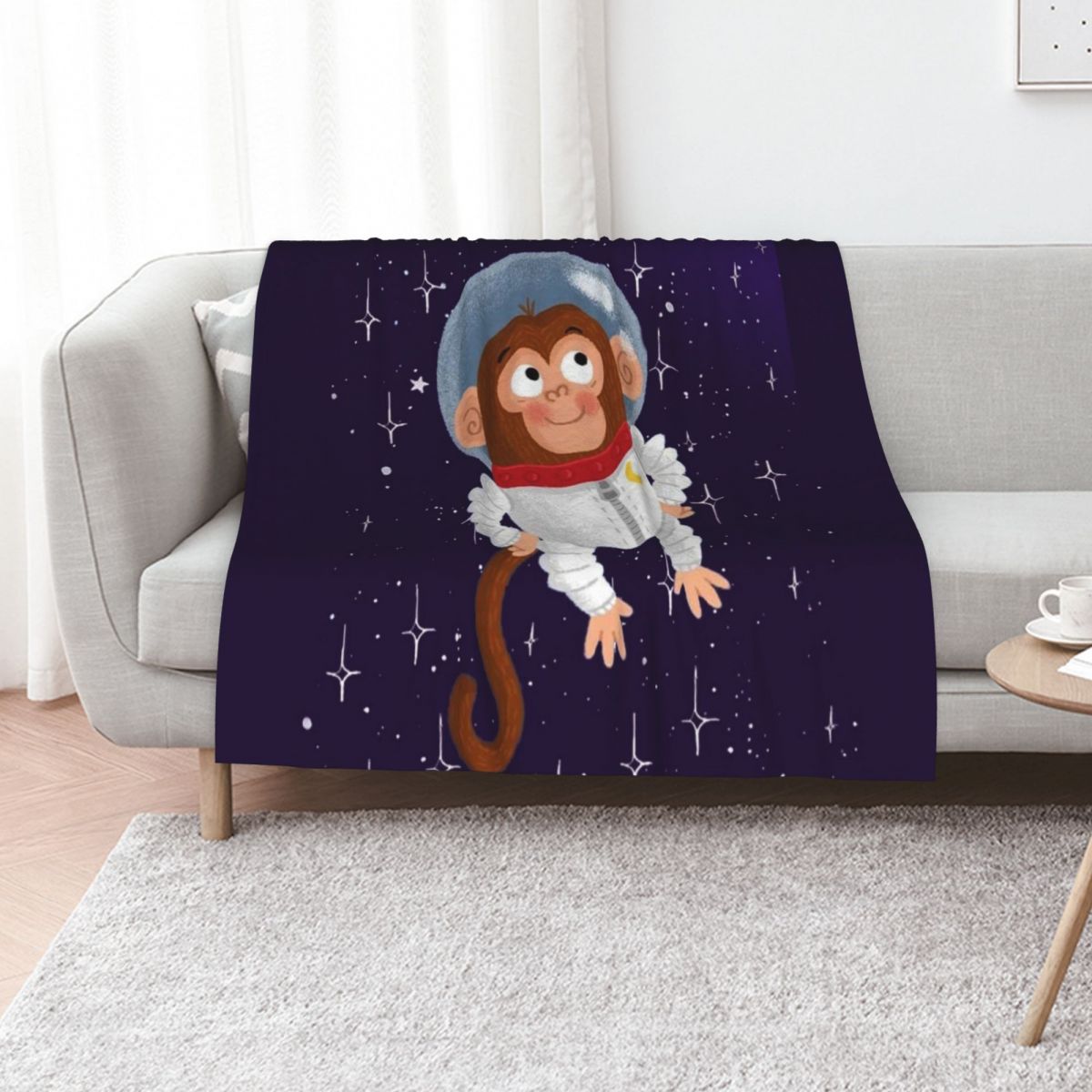 Space Blanket Heavy - بطانية فاخرة بتصميم قرد في الفضاء،
